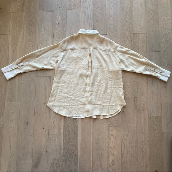 MNG Women's Cream and White Button-Down Shirt Size 8 - Picture 2 of 8